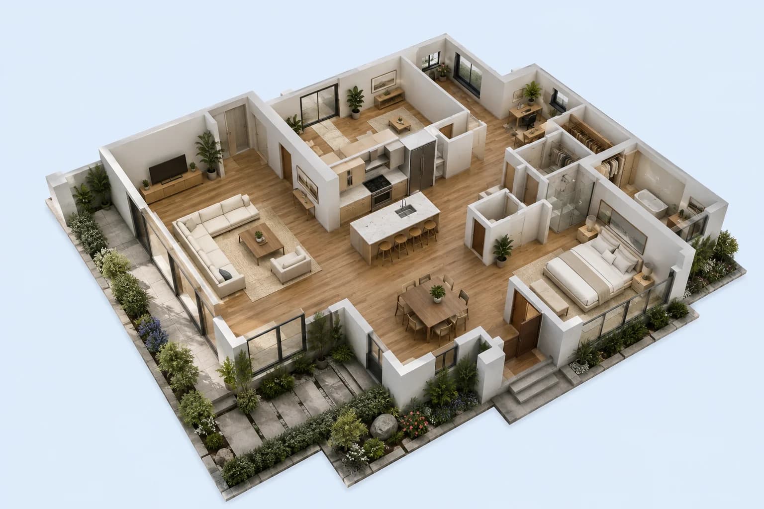 Illustrative home digital twin in the P3DF Creator browser preview